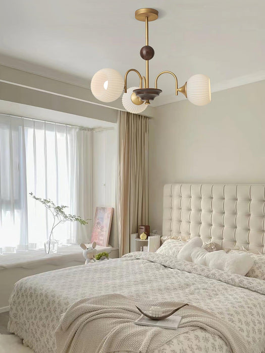 Sculptural Glass Ribbed Chandelier-DWHOME
