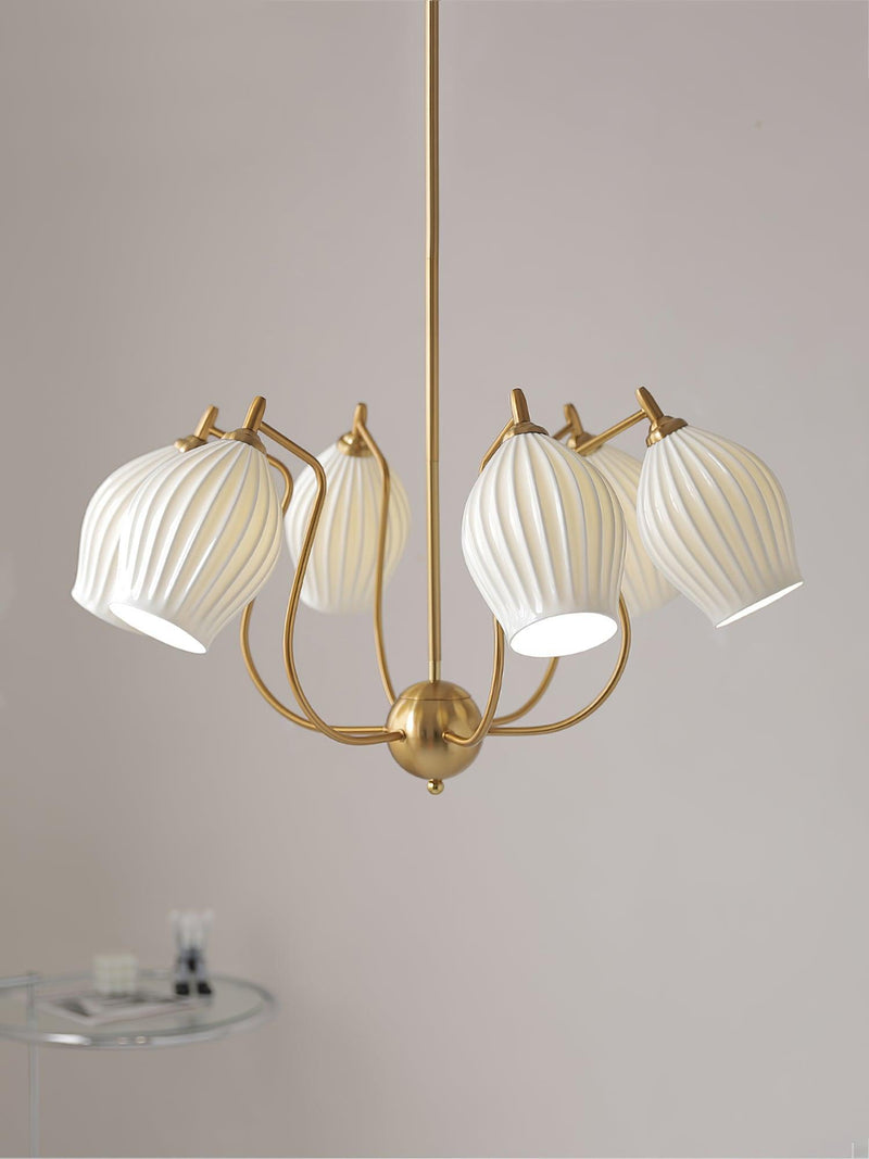 Ceramic Ribbed Chandelier-DWHOME