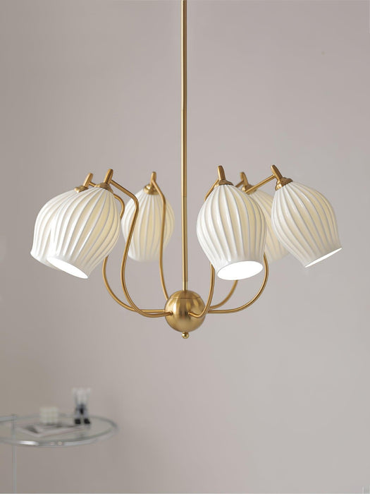 Ceramic Ribbed Chandelier - DWHOME