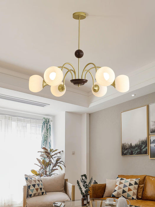 Sculptural Glass Ribbed Chandelier-DWHOME