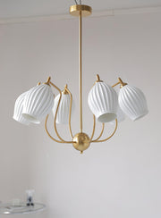 Ceramic Ribbed Chandelier-DWHOME