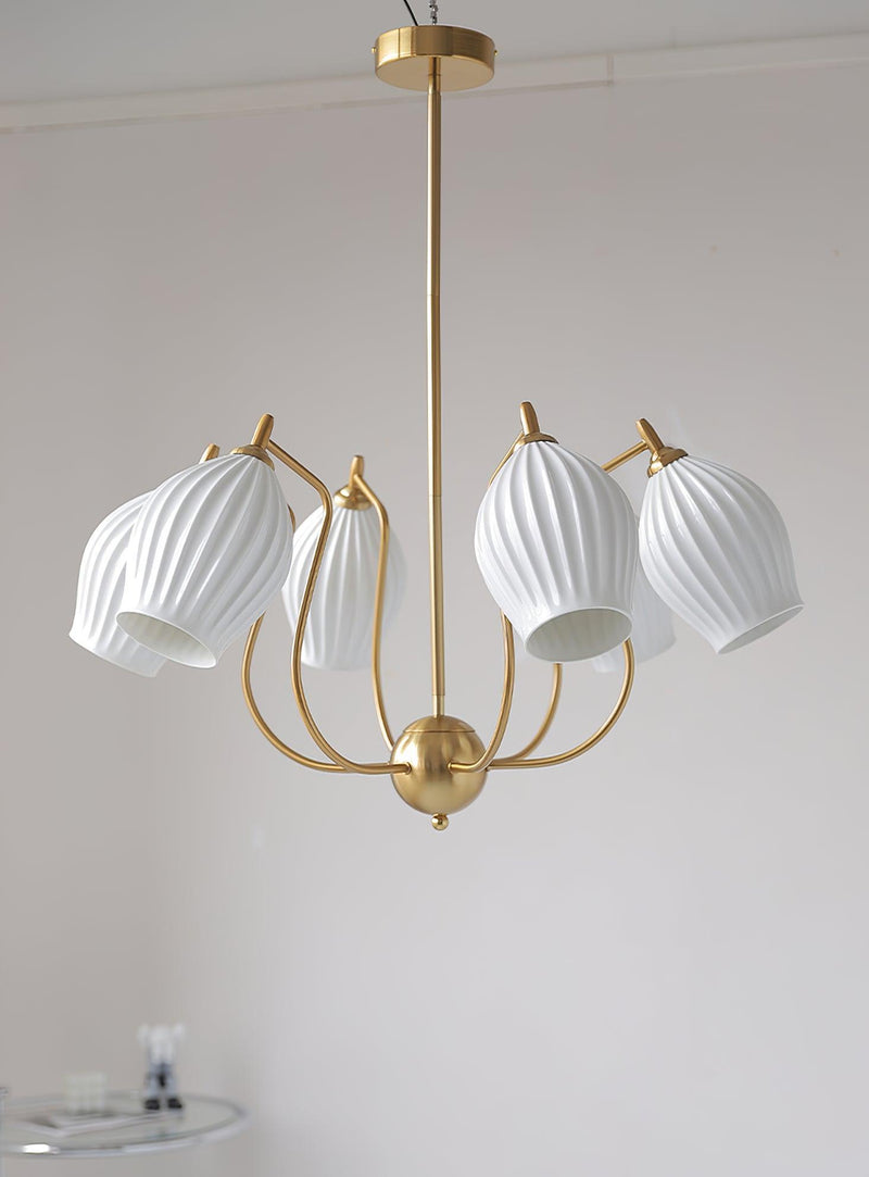 Ceramic Ribbed Chandelier-DWHOME
