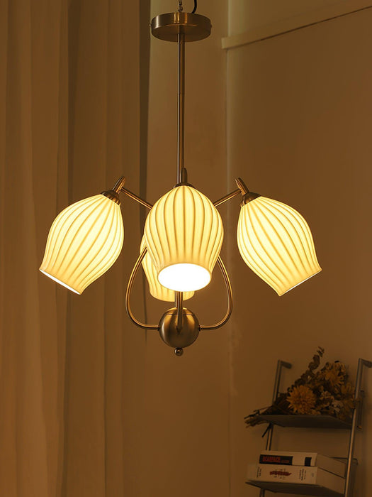 Ceramic Ribbed Chandelier - DWHOME