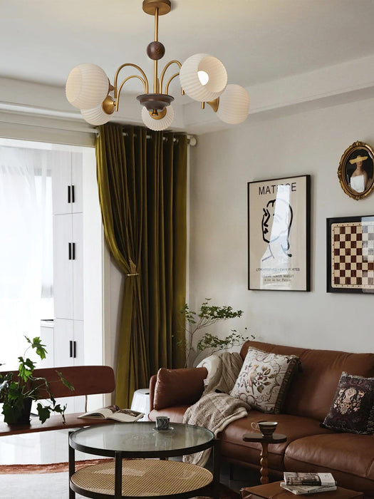 Sculptural Glass Ribbed Chandelier-DWHOME