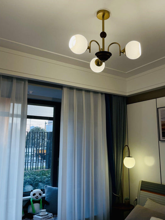 Sculptural Glass Ribbed Chandelier-DWHOME