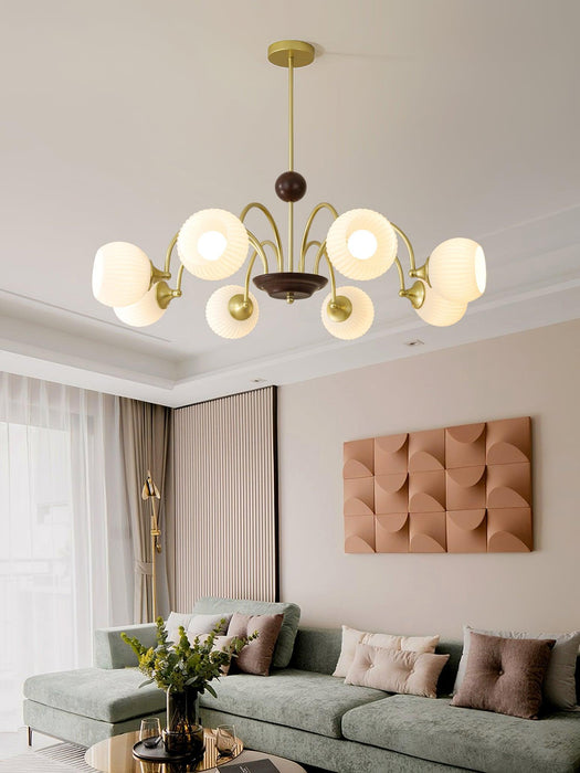 Sculptural Glass Ribbed Chandelier-DWHOME