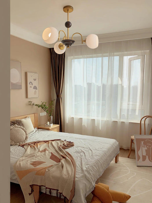 Sculptural Glass Ribbed Chandelier-DWHOME
