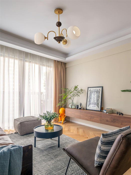 Sculptural Glass Ribbed Chandelier-DWHOME