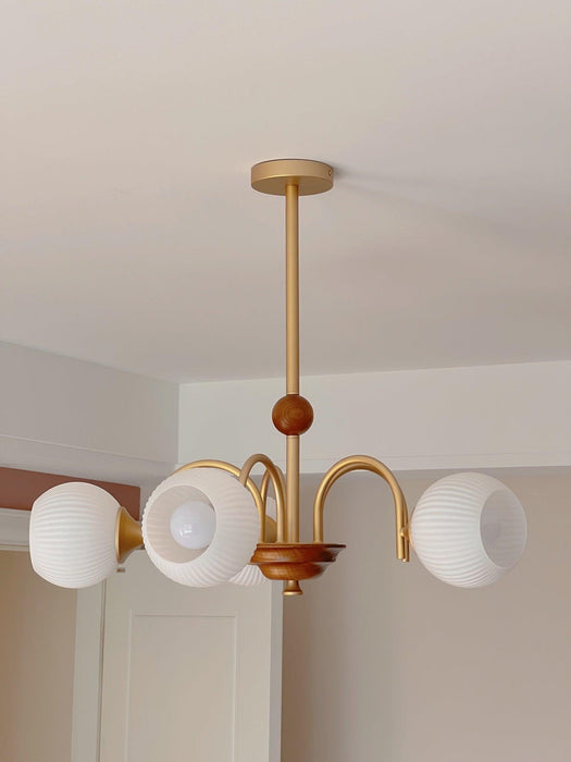 Sculptural Glass Ribbed Chandelier-DWHOME