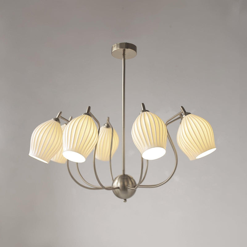Ceramic Ribbed Chandelier-DWHOME