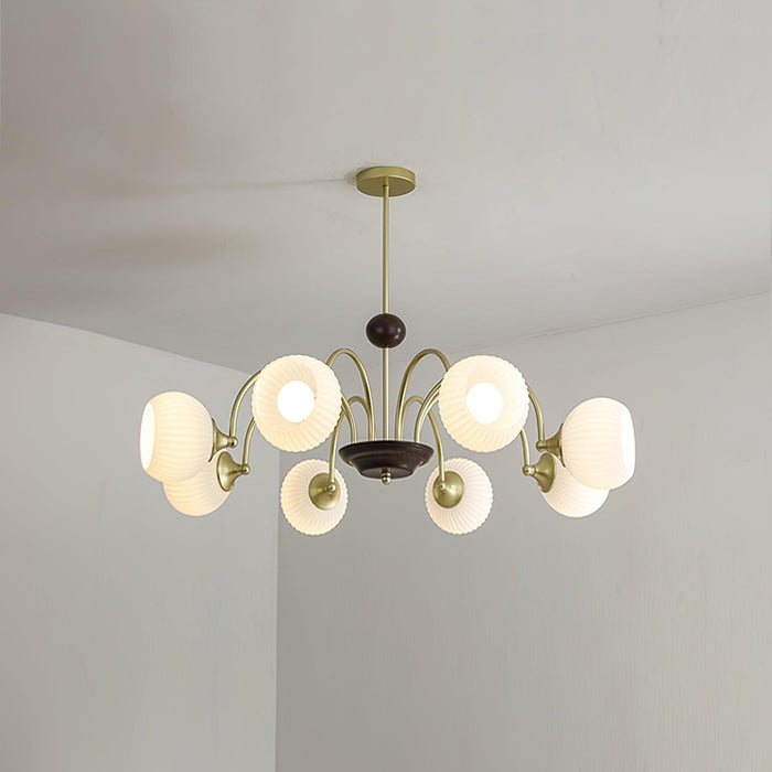 Sculptural Glass Ribbed Chandelier-DWHOME
