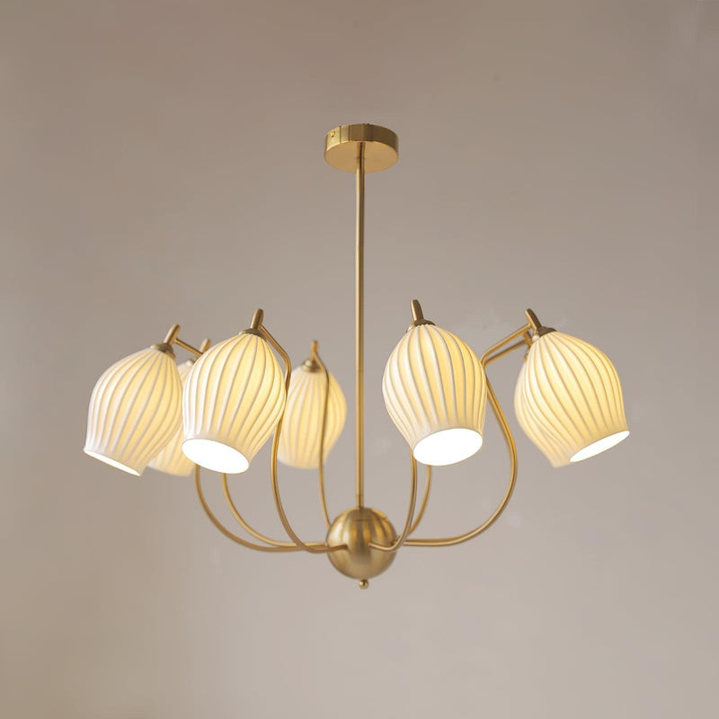 Ceramic Ribbed Chandelier-DWHOME
