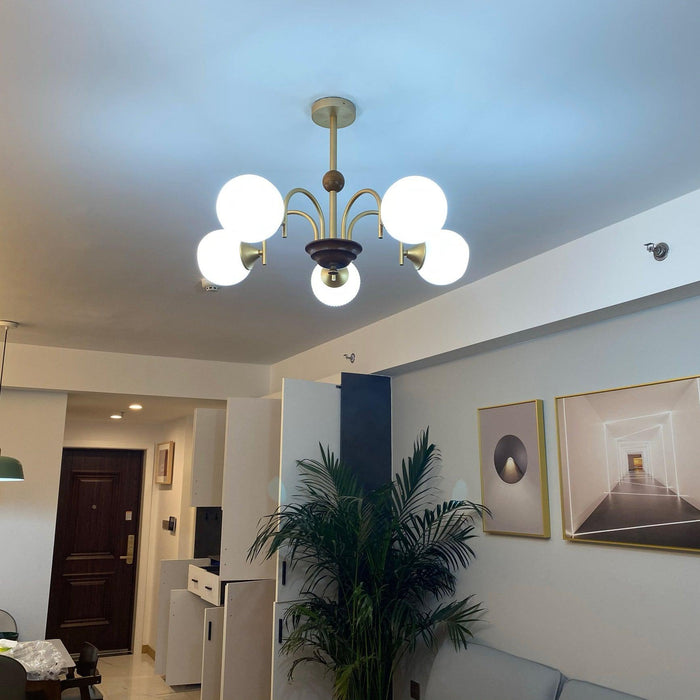 Sculptural Glass Ribbed Chandelier-DWHOME