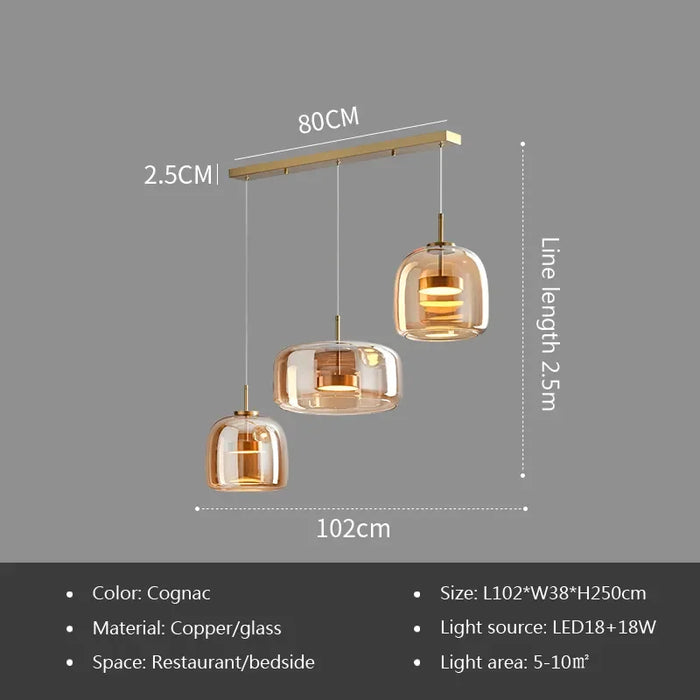 Modern Glass Pendant Light luxury Chandelier Deco Nordic Led Hanging Light Fixtures Bedroom Modern Luminaire Suspension lamp.