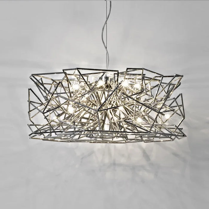 Luxury Silver LED Chandelier - Modern Stainless Steel.