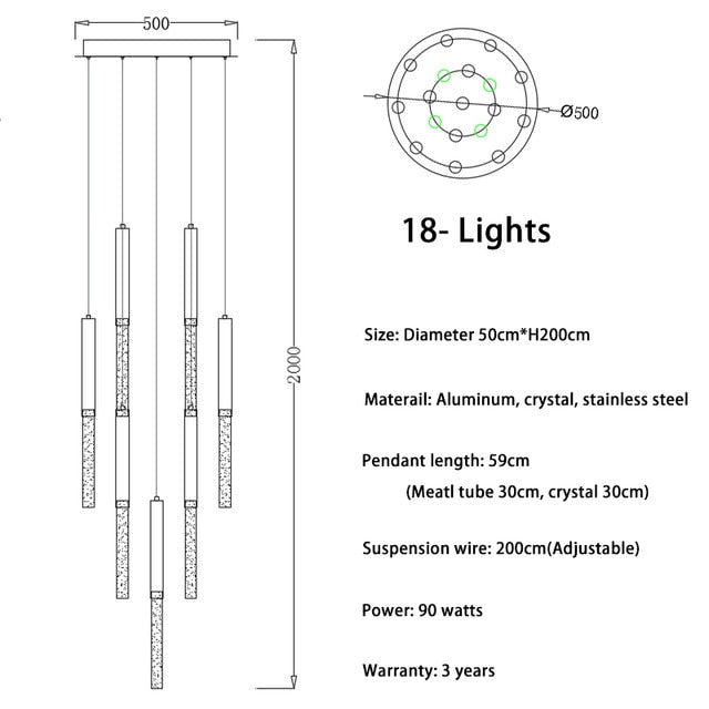 Modern Ceiling LED Duplex Chandelier.