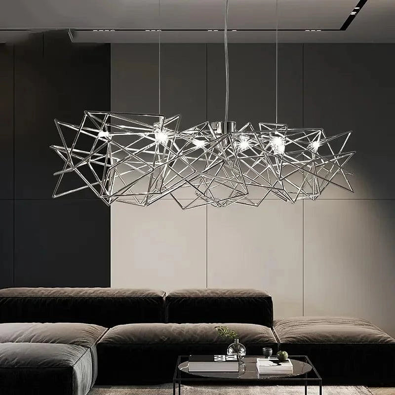 Chandelier LED Luxe en Argent - Acier Inoxydable Moderne - DWHOME