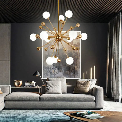 Serenity Gold Brass Sputnik Chandelier.