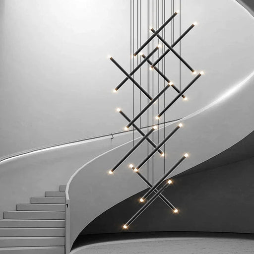 Seus Modern Long Chandelier for High Ceiling & Staircase.