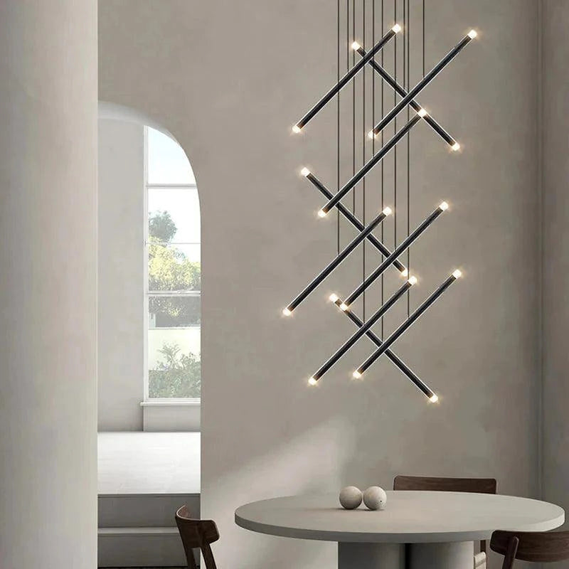 Seus Modern Long Chandelier for High Ceiling & Staircase-DWHOME
