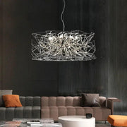 Chandelier LED Luxe en Argent - Acier Inoxydable Moderne - DWHOME
