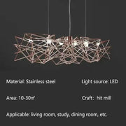 Chandelier LED Luxe en Argent - Acier Inoxydable Moderne - DWHOME