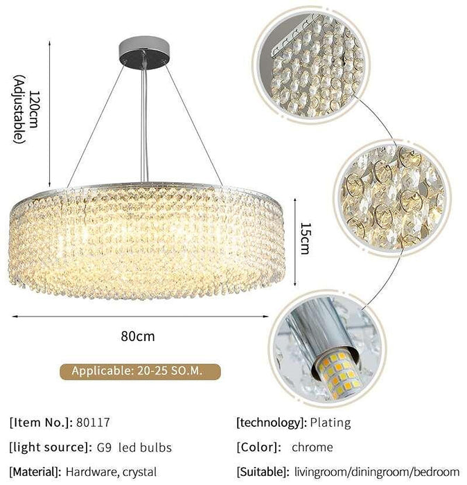 Alleri Crystal Drum Chandelier-DWHOME