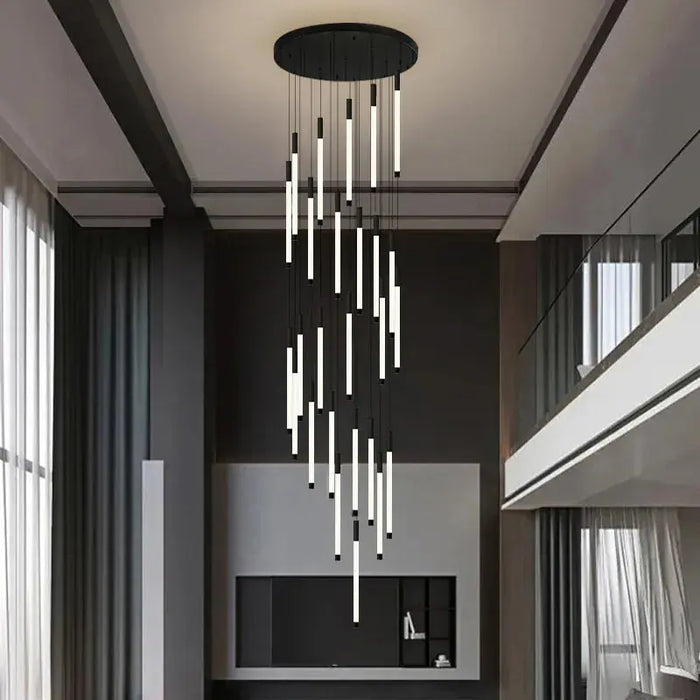 Modern Long Chandelier For Staircase Black/Gold/Silver.