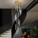 Modern Long Chandelier For Staircase Black/Gold/Silver.