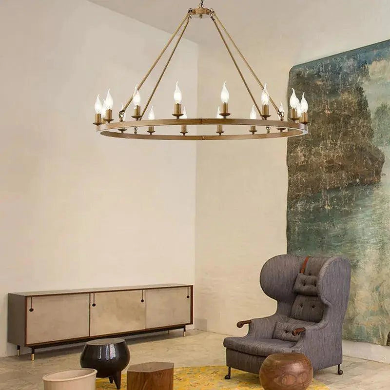 16 lumières lustre rond roue de chariot noir/or/argent-DWHOME