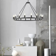 16 lumières lustre rond roue de chariot noir/or/argent-DWHOME