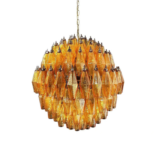 Spherical Murano Poliedri Amber Glass Chandelier-DWHOME