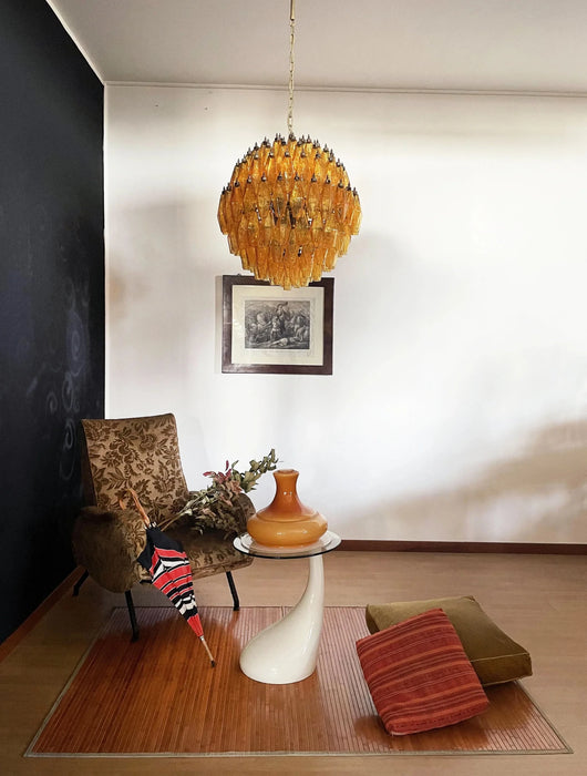 Spherical Murano Poliedri Amber Glass Chandelier-DWHOME