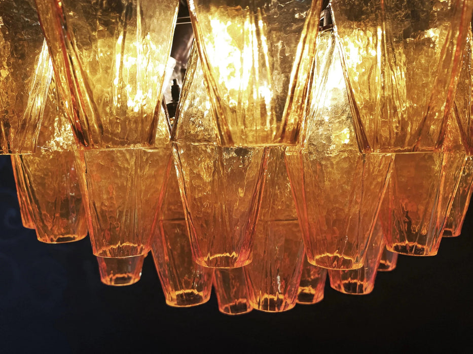 Spherical Murano Poliedri Amber Glass Chandelier-DWHOME