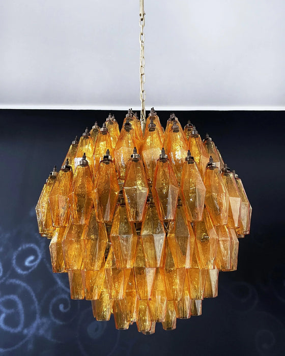 Spherical Murano Poliedri Amber Glass Chandelier-DWHOME