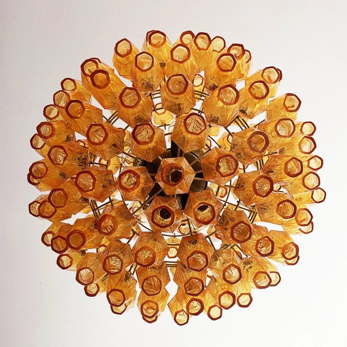 Spherical Murano Poliedri Amber Glass Chandelier-DWHOME