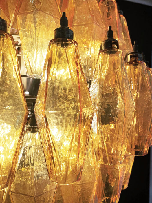 Spherical Murano Poliedri Amber Glass Chandelier-DWHOME