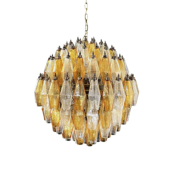 Spherical Murano Poliedri Amber Transparent Glass Chandelier-DWHOME