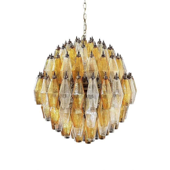 Spherical Murano Poliedri Amber Transparent Glass Chandelier-DWHOME
