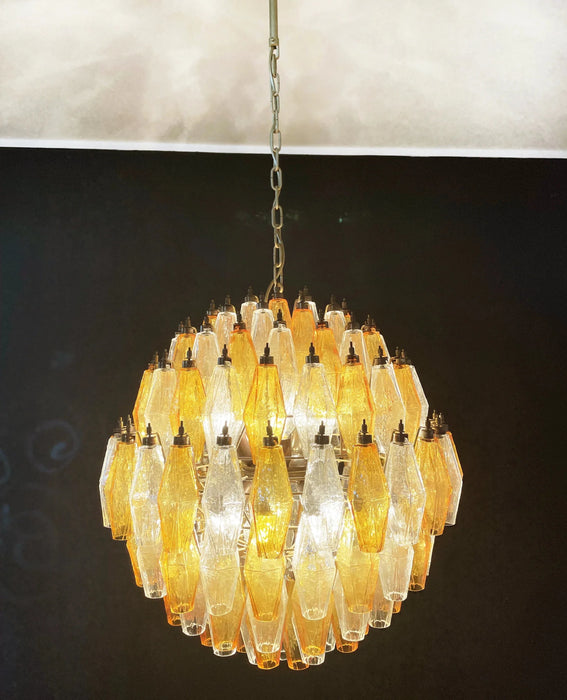 Spherical Murano Poliedri Amber Transparent Glass Chandelier-DWHOME