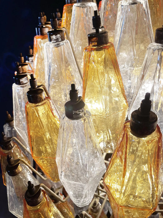 Spherical Murano Poliedri Amber Transparent Glass Chandelier-DWHOME