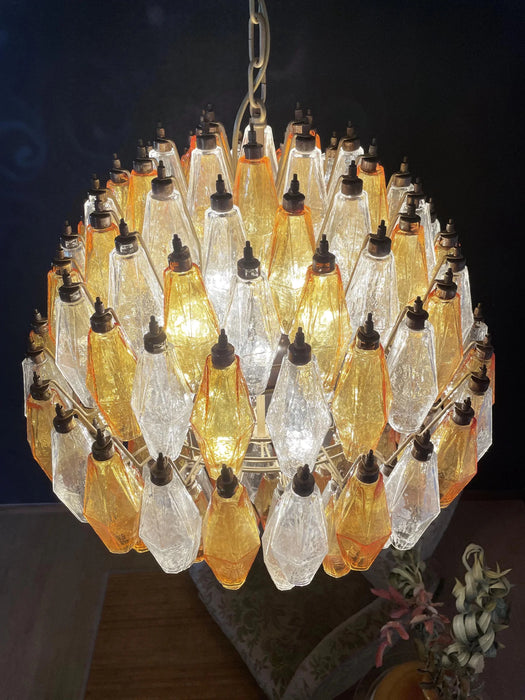 Spherical Murano Poliedri Amber Transparent Glass Chandelier-DWHOME