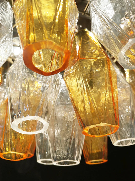 Spherical Murano Poliedri Amber Transparent Glass Chandelier-DWHOME