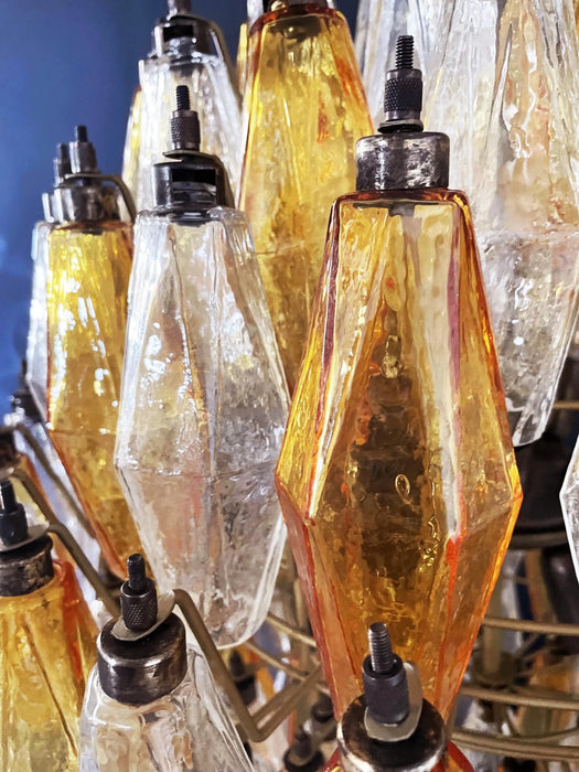 Spherical Murano Poliedri Amber Transparent Glass Chandelier-DWHOME