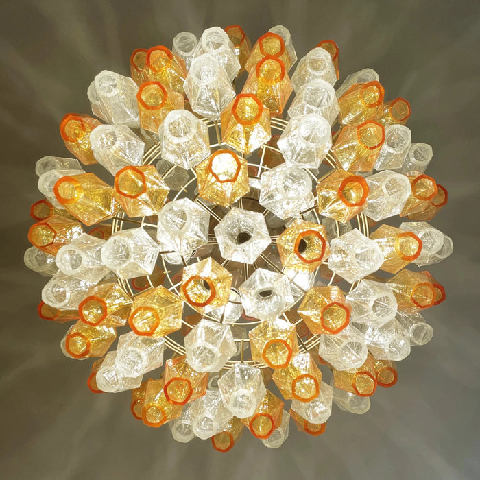 Spherical Murano Poliedri Amber Transparent Glass Chandelier-DWHOME