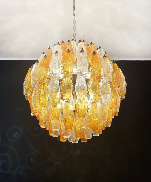 Spherical Murano Poliedri Amber Transparent Glass Chandelier-DWHOME