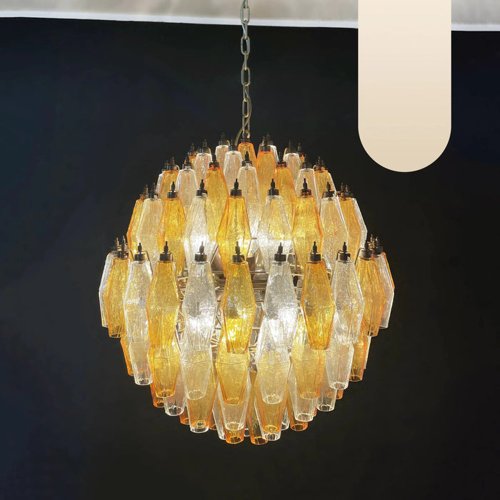 Spherical Murano Poliedri Amber Transparent Glass Chandelier-DWHOME
