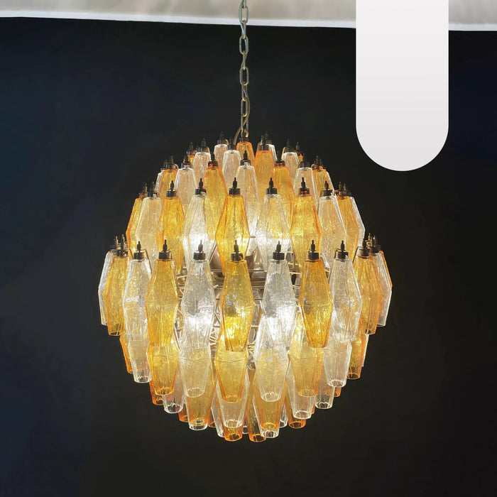 Spherical Murano Poliedri Amber Transparent Glass Chandelier-DWHOME