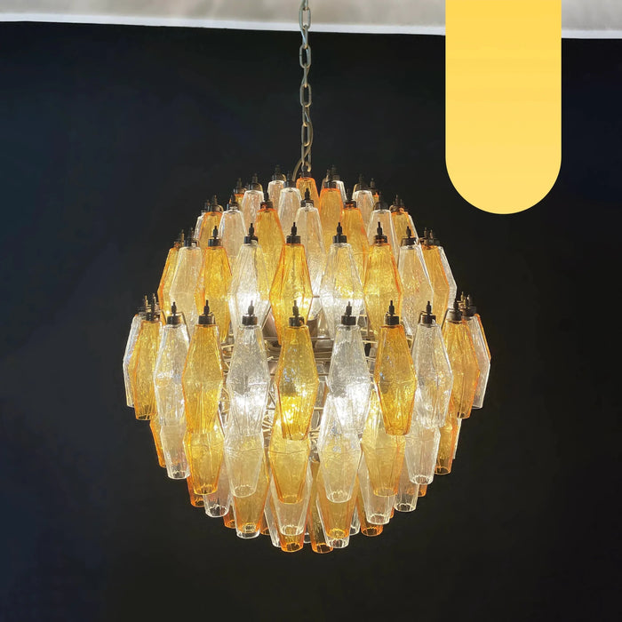Spherical Murano Poliedri Amber Transparent Glass Chandelier-DWHOME