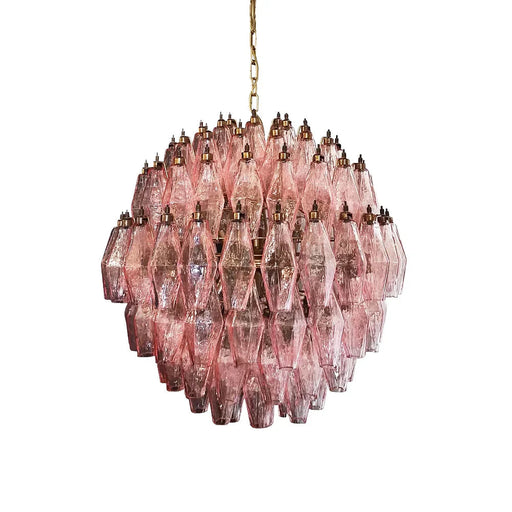 Spherical Murano Poliedri Pink Glass Chandelier-DWHOME